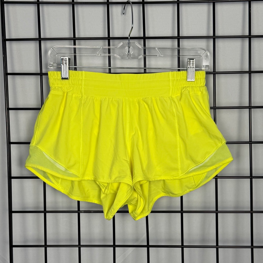Lululemon Hotty Hot LR Lined Shorts Womens 8 Bright Yellow 2.5" Inseam